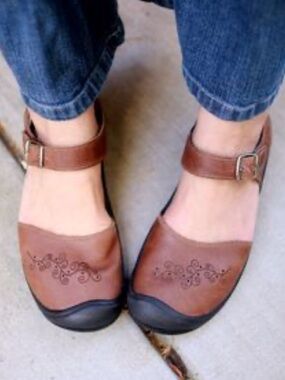 Keen Brown Leather Closed Toe Mary Jane Sandals